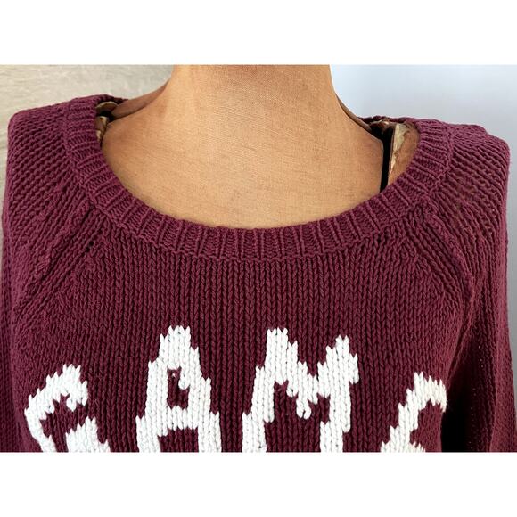 Wooden Ships Sz M/L Game Day Pullover Sweater Maroon Cotton Fan Gear Sporty - Picture 7 of 11